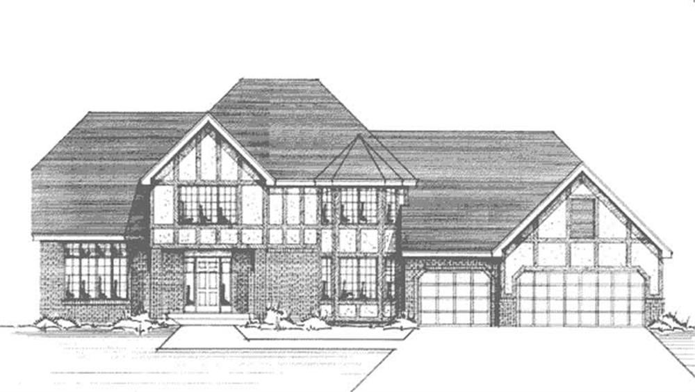 Front view of Tudor home (ThePlanCollection: House Plan #146-2261)