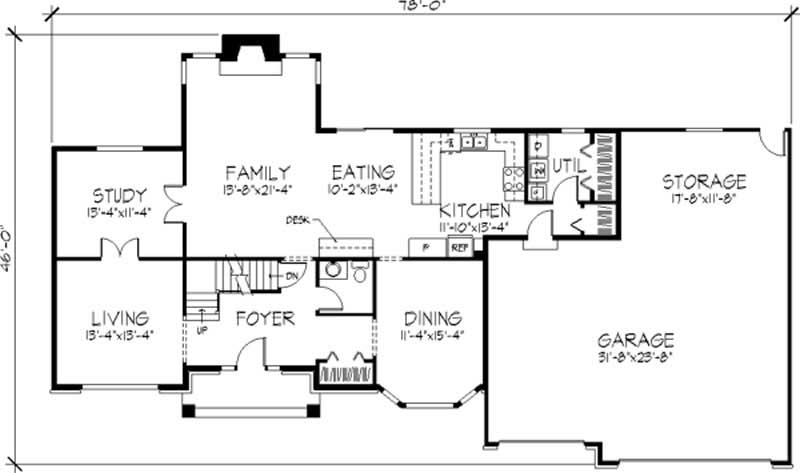 Floor Plan First Story of Tudor Plan #146-2261