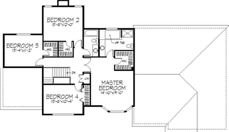 Floor Plan Second Story of Tudor Plan #146-2261