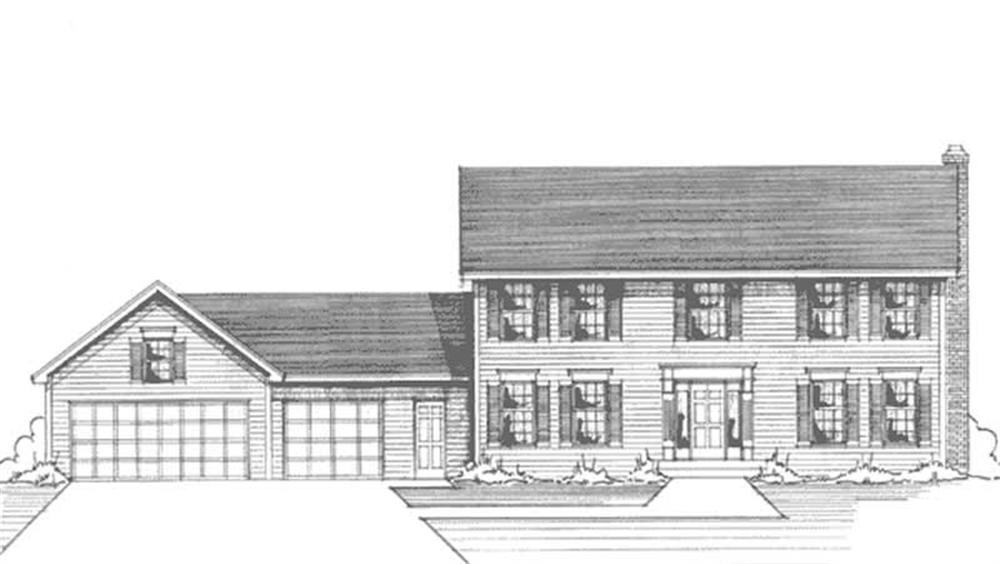 Front view of Colonial home (ThePlanCollection: House Plan #146-2265)