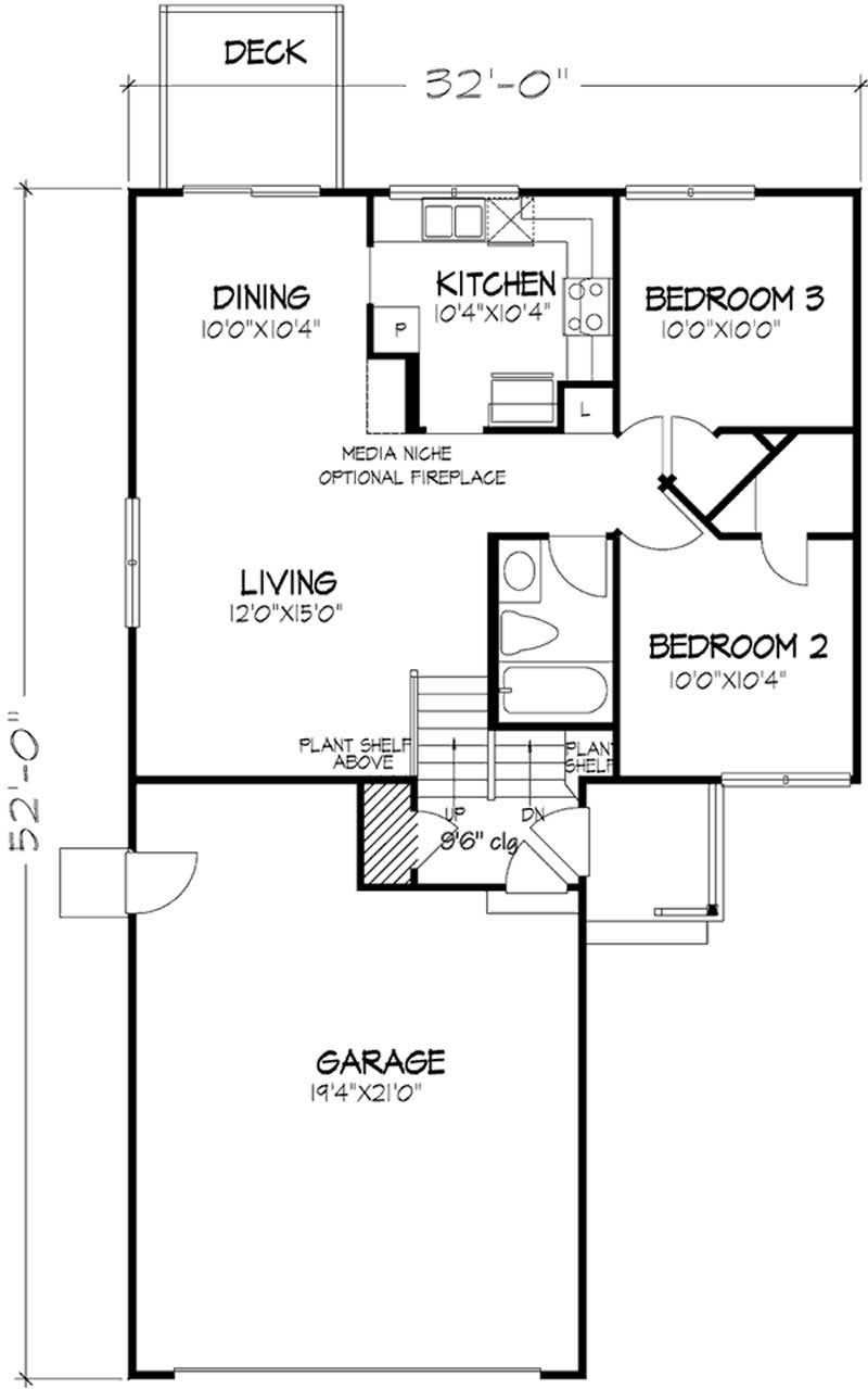 Floor Plan First Story of Small House Plans #146-2266