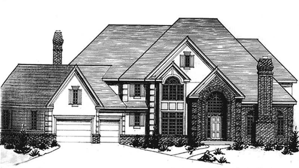 Front view of European home (ThePlanCollection: House Plan #146-2271)