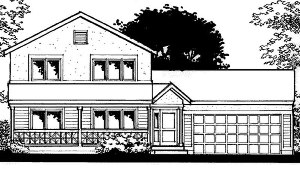 Front view of Farmhouse home (ThePlanCollection: House Plan #146-2272)