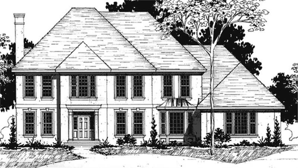 Front view of Colonial home (ThePlanCollection: House Plan #146-2274)