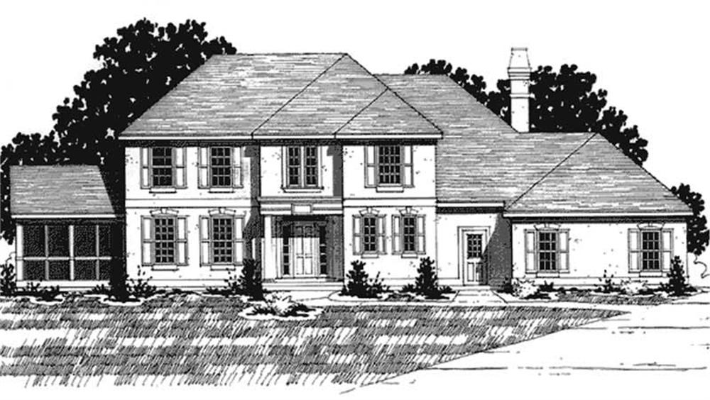 Front view of European home (ThePlanCollection: House Plan #146-2276)