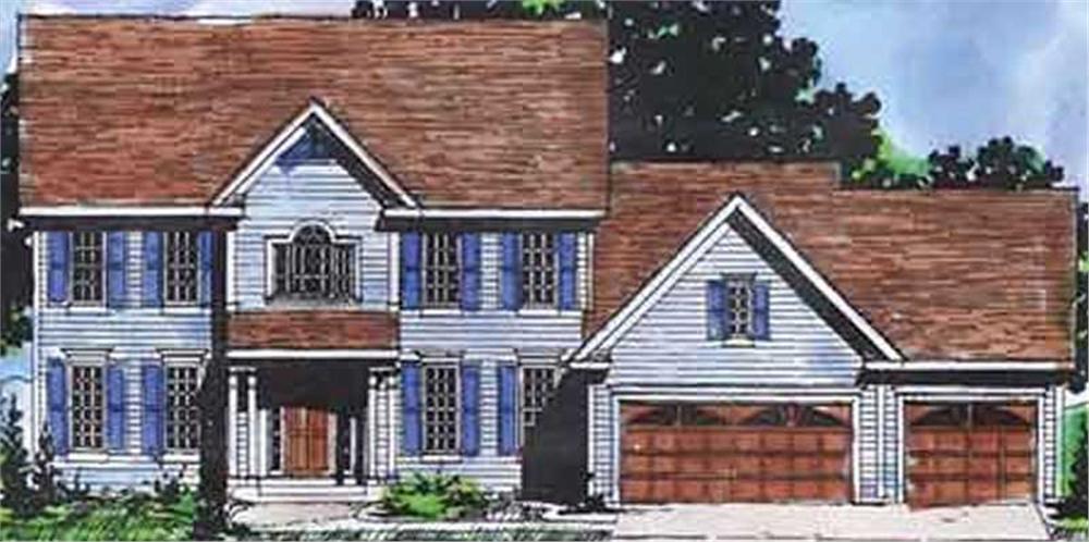Front view of Colonial home (ThePlanCollection: House Plan #146-2280)