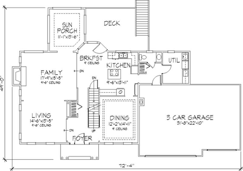 Floor Plan First Story of Colonial Plan #146-2280