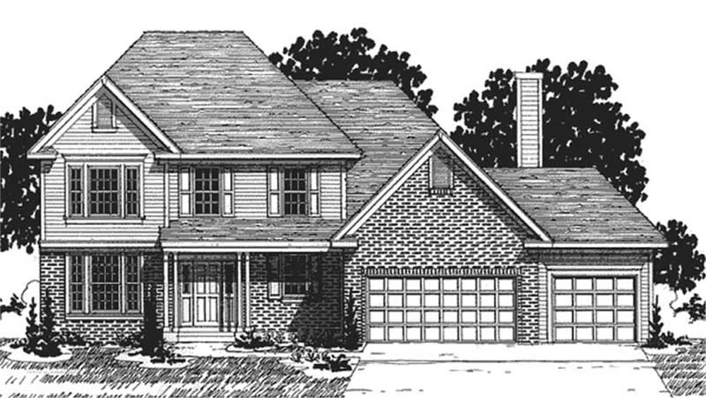 Front view of European home (ThePlanCollection: House Plan #146-2283)