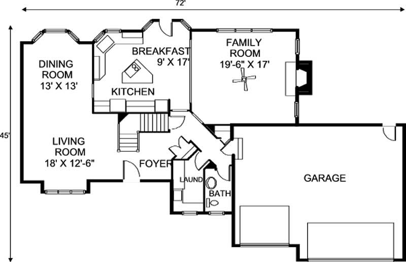 Floor Plan First Story of European Plan #146-2285