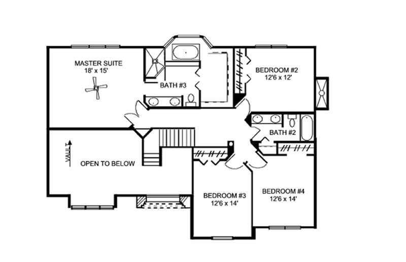 Floor Plan Second Story of European Plan #146-2285