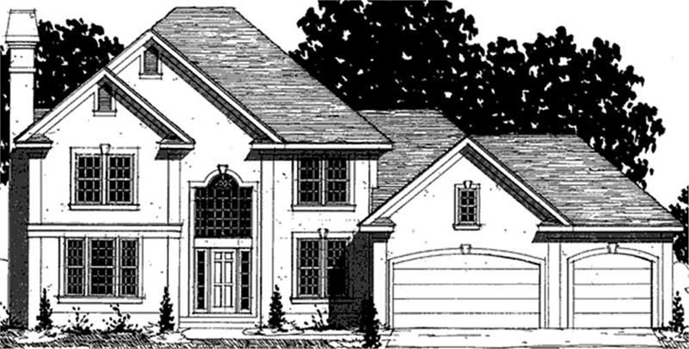 Front view of European home (ThePlanCollection: House Plan #146-2286)