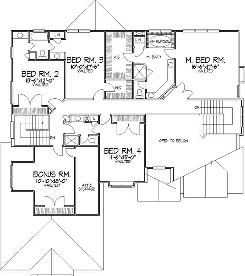 Floor Plan Second Story of European Plan #146-2287