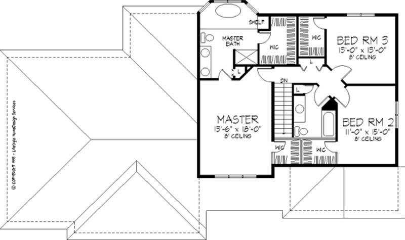 Floor Plan Second Story of Country Plan #146-2289