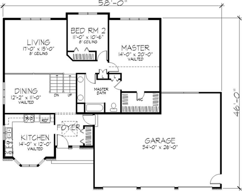 Floor Plan Second Story of Ranch Plan #146-2291
