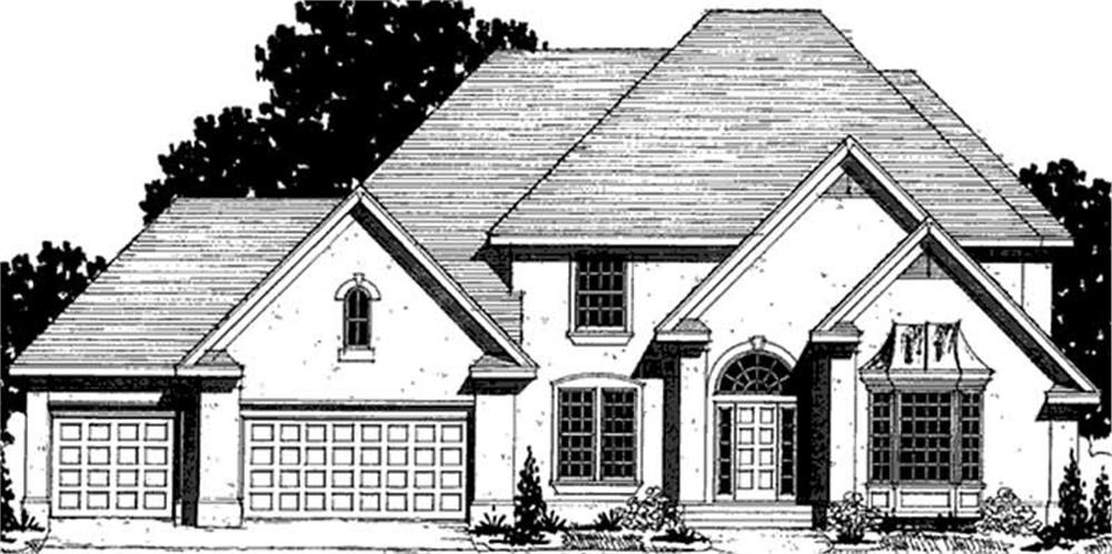 Front view of European home (ThePlanCollection: House Plan #146-2294)