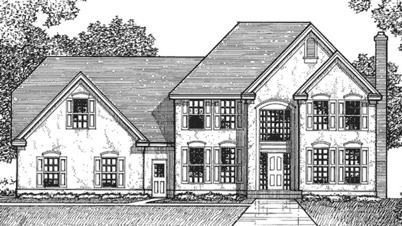 Home Plan Front Elevation of this 3-Bedroom,3242 Sq Ft Plan -146-2295