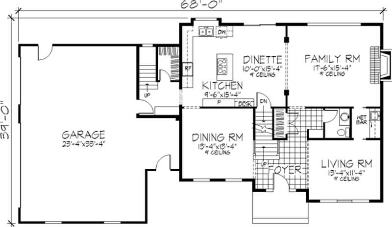 Floor Plan First Story of European Plan #146-2295