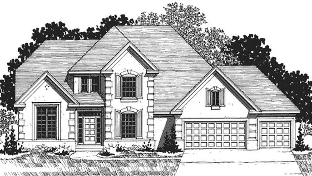 Front view of European home (ThePlanCollection: House Plan #146-2296)