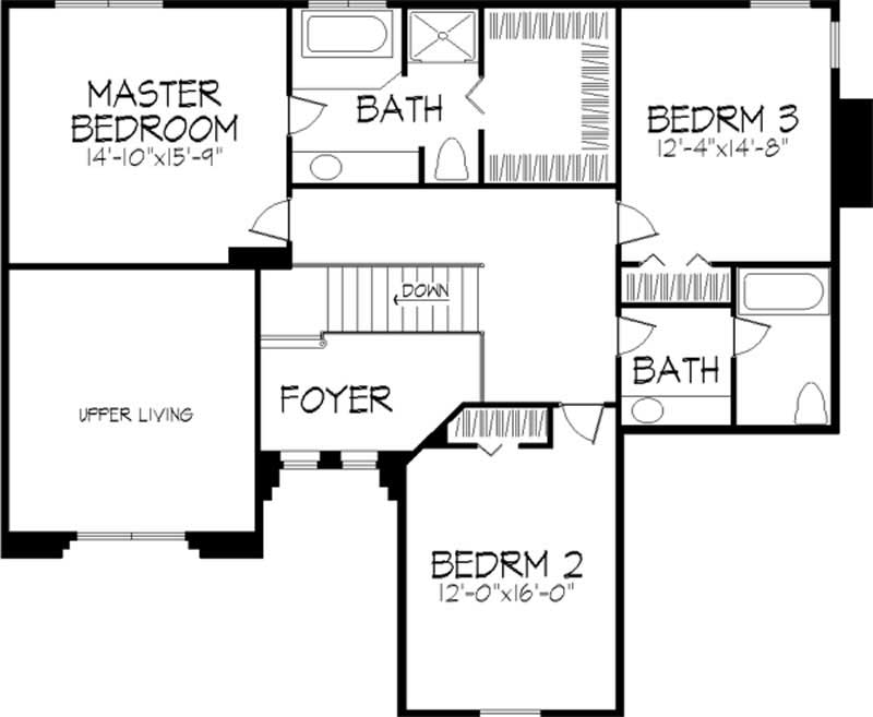 Floor Plan Second Story of European Plan #146-2296