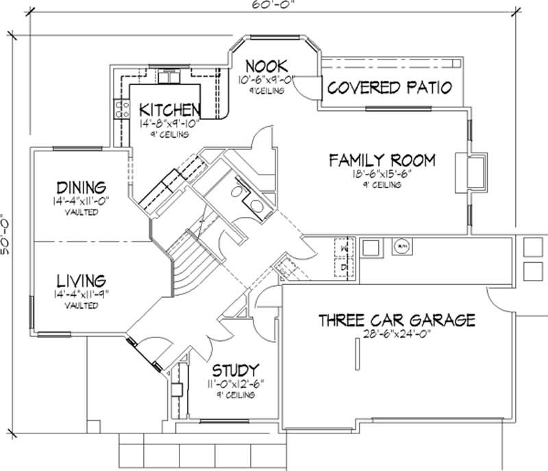 Floor Plan First Story of Florida Style Plan #146-2298