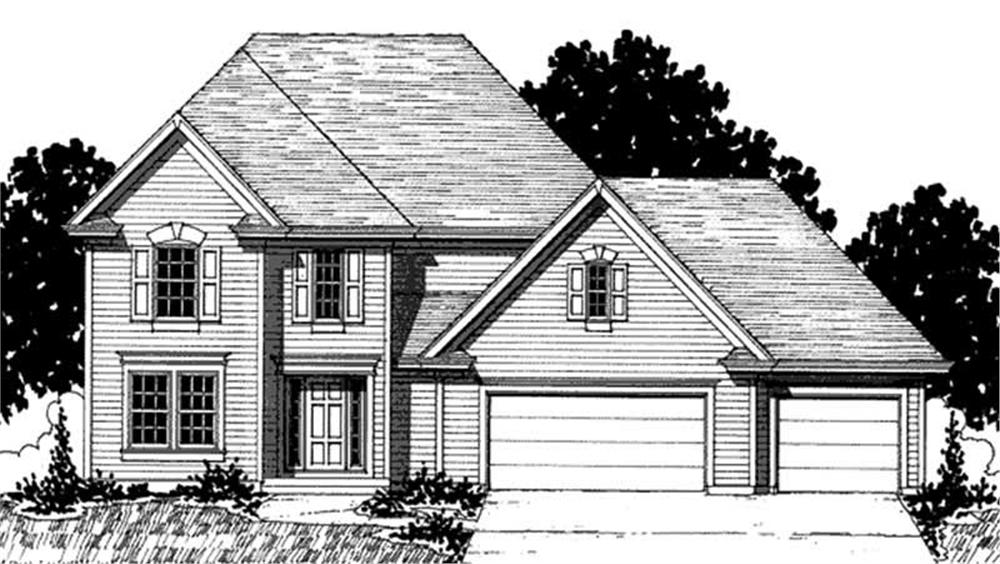 Front view of European home (ThePlanCollection: House Plan #146-2302)