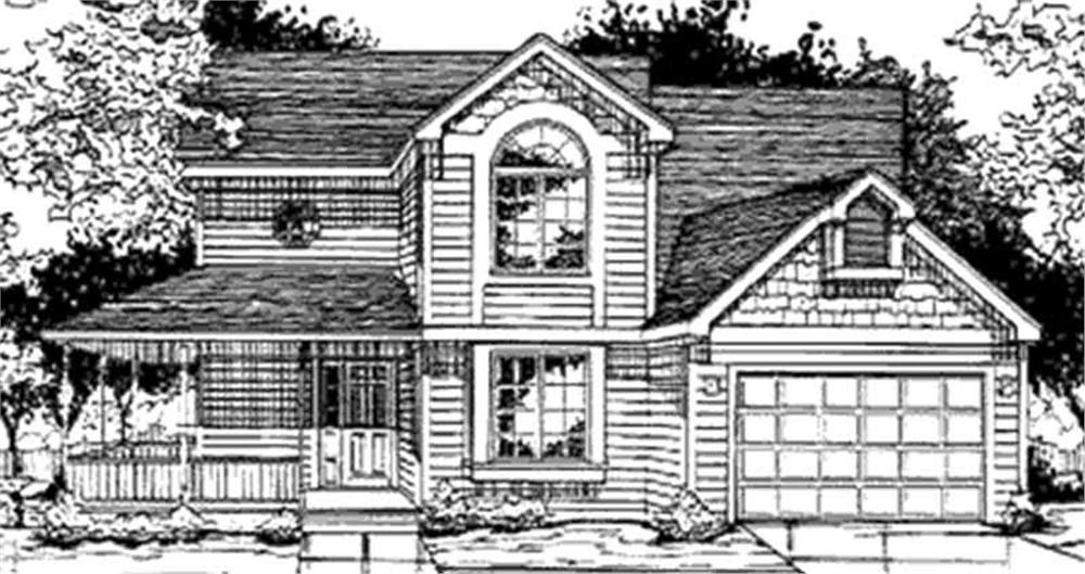 Front view of Country home (ThePlanCollection: House Plan #146-2305)