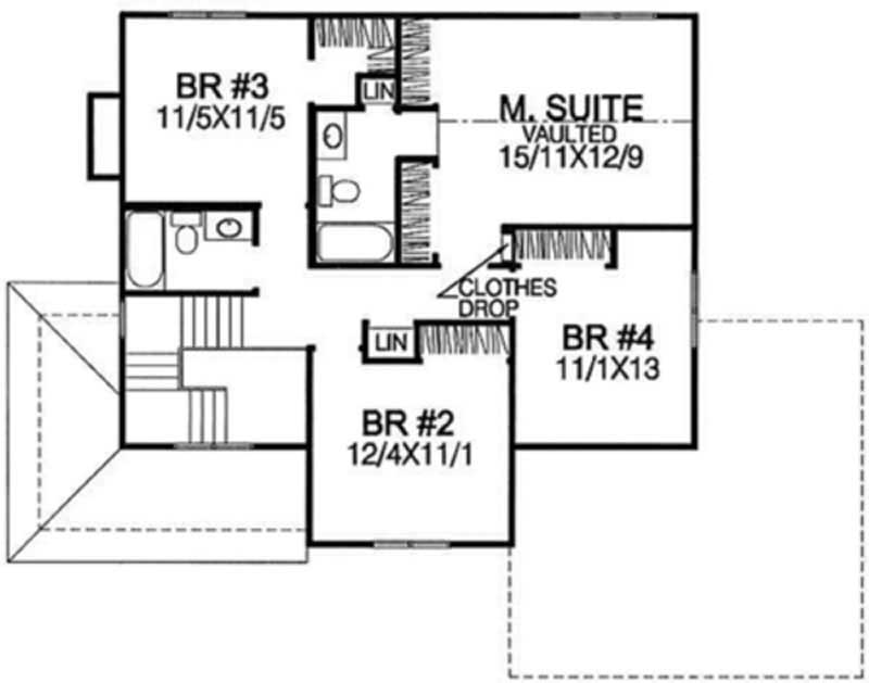 Floor Plan Second Story of Country Plan #146-2305