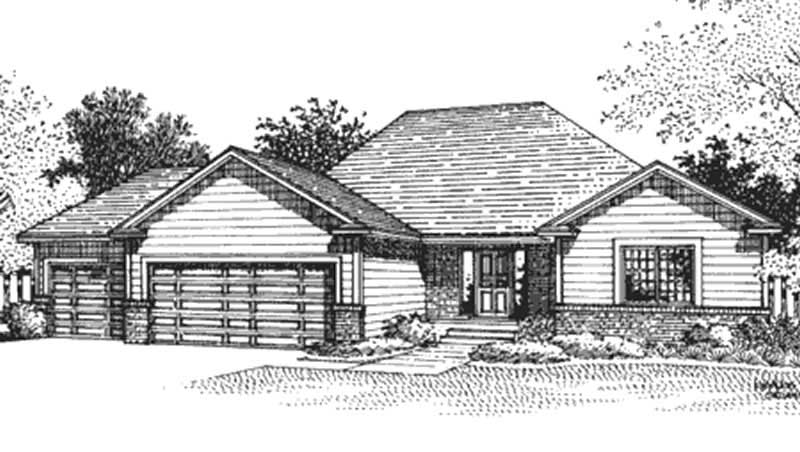 Home Plan Front Elevation of this 3-Bedroom,1488 Sq Ft Plan -146-2306