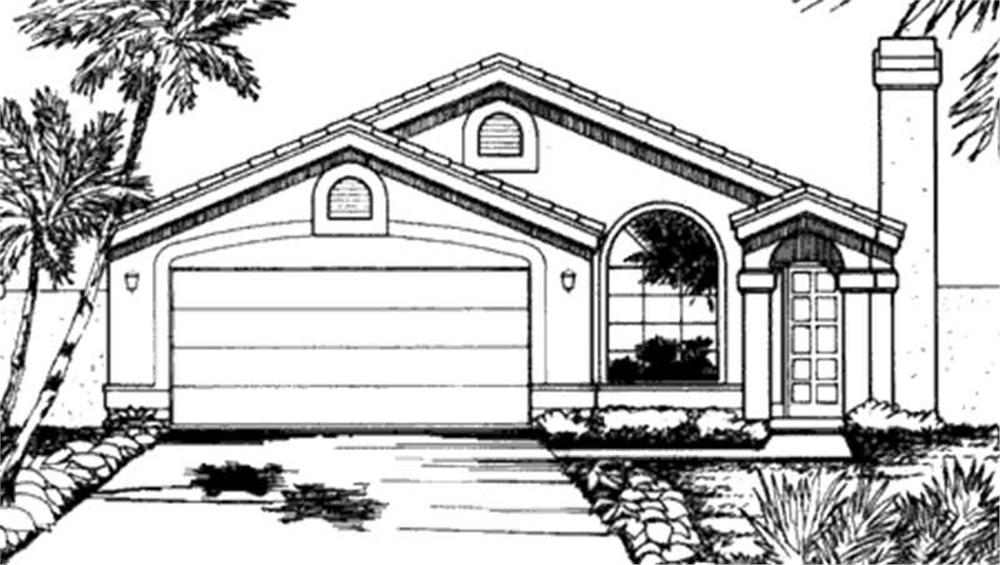 Front view of Florida Style home (ThePlanCollection: House Plan #146-2308)