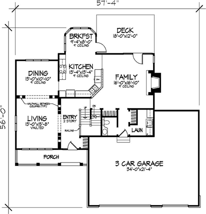 Floor Plan First Story of Country Plan #146-2309