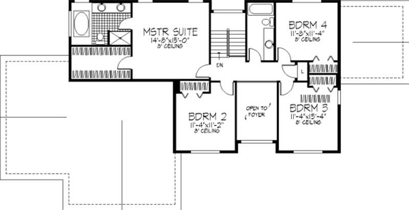 Floor Plan Second Story of European Plan #146-2310