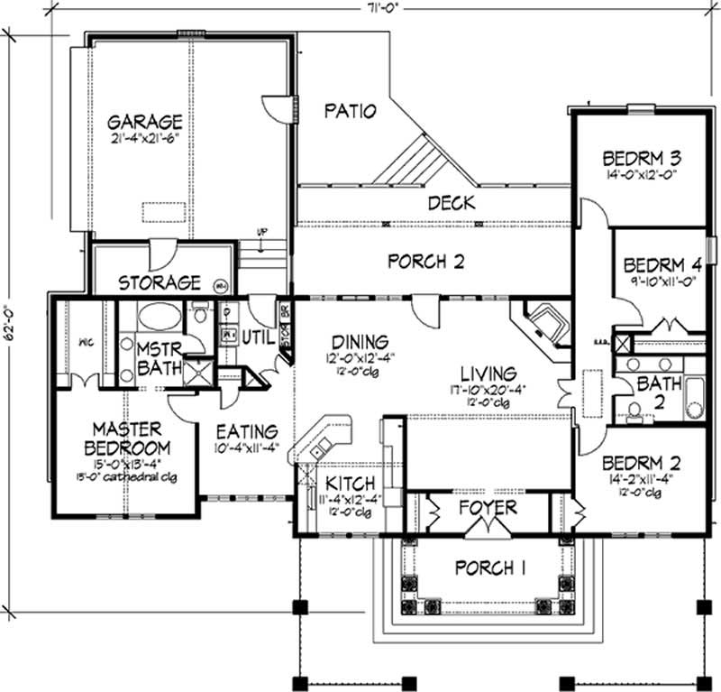 Floor Plan First Story of Florida Style Plan #146-2311