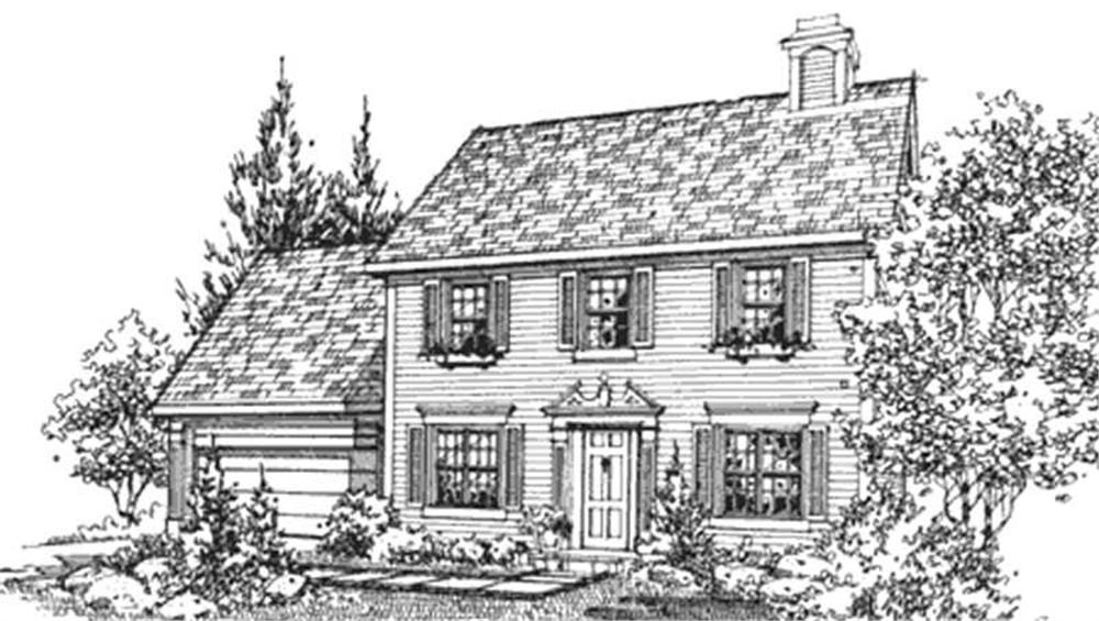 Front view of Georgian home (ThePlanCollection: House Plan #146-2315)