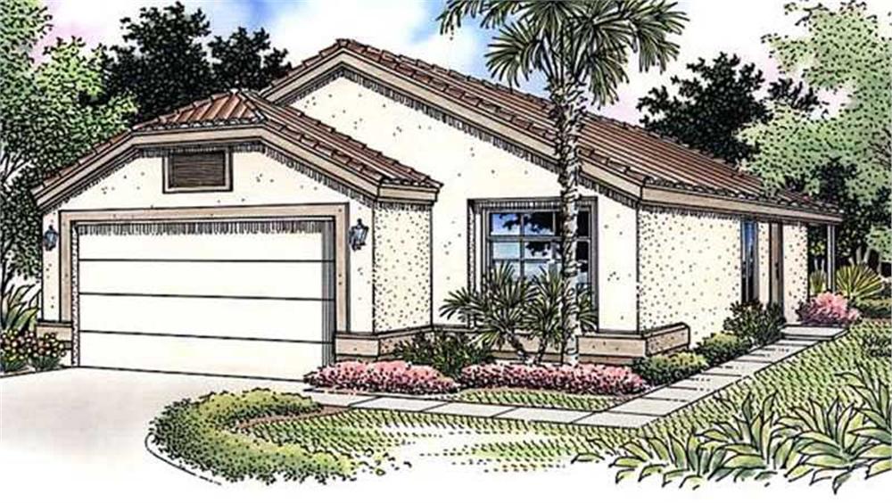 Front view of Florida Style home (ThePlanCollection: House Plan #146-2320)