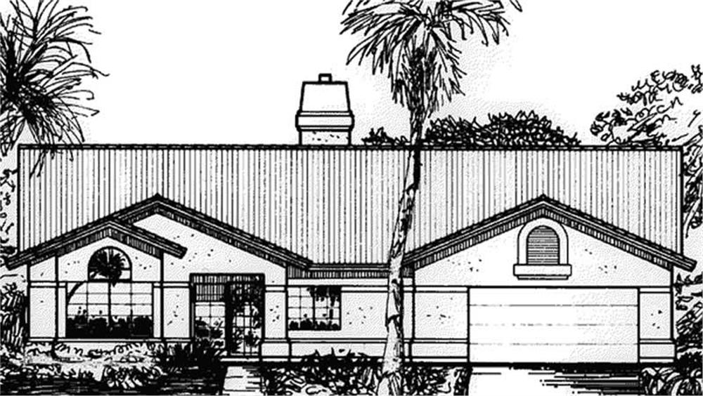 Front view of Florida Style home (ThePlanCollection: House Plan #146-2325)