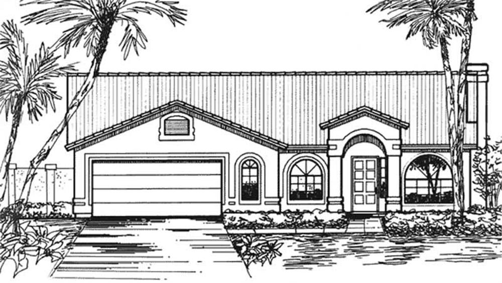 Front view of Florida Style home (ThePlanCollection: House Plan #146-2328)
