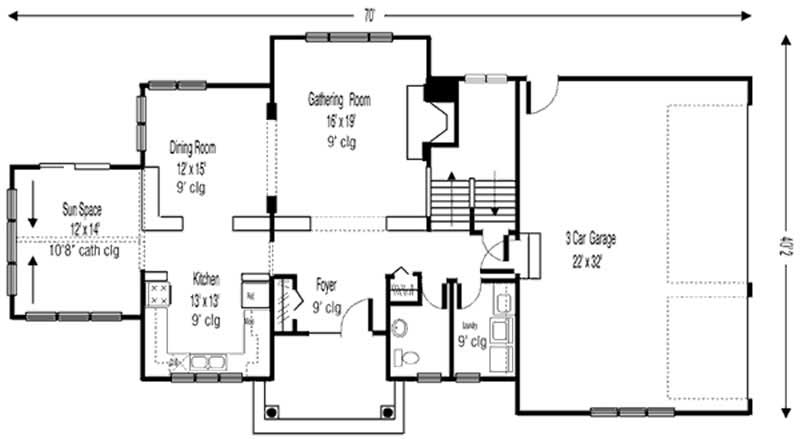 Floor Plan First Story of Country Plan #146-2329
