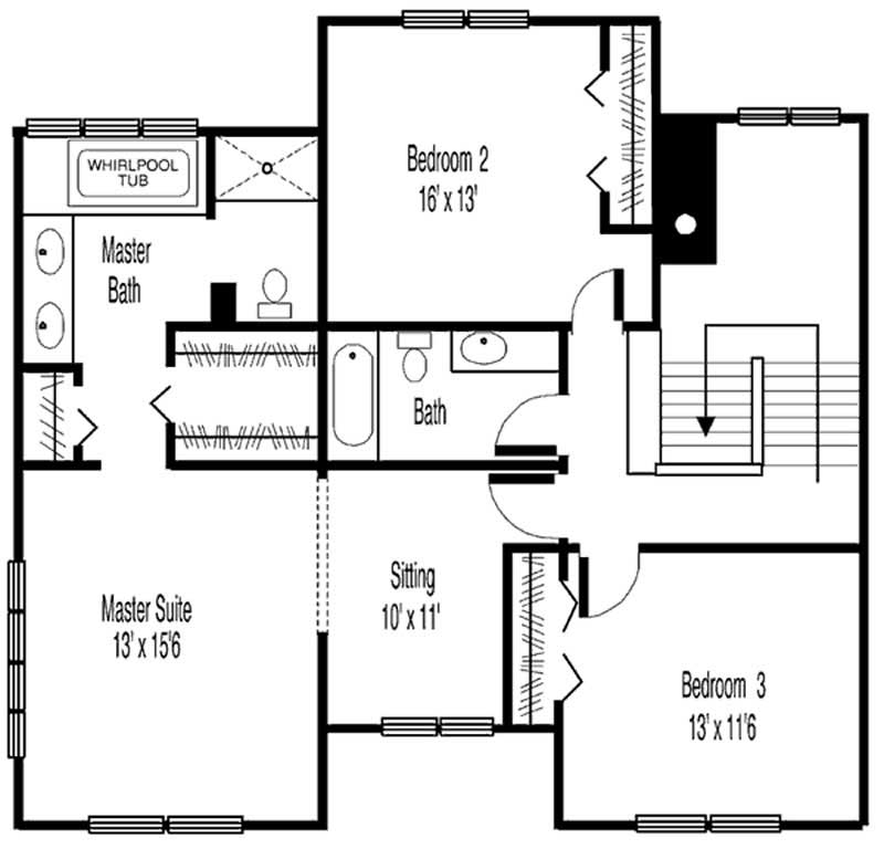 Floor Plan Second Story of Country Plan #146-2329