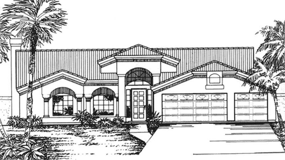 Front view of Florida Style home (ThePlanCollection: House Plan #146-2331)