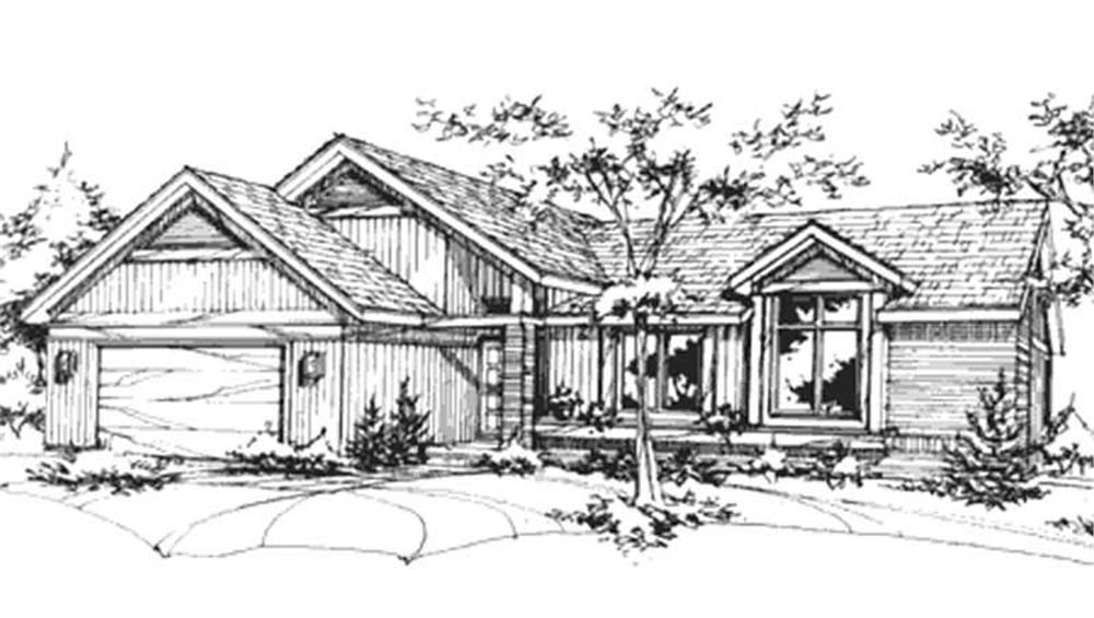 Front view of Ranch home (ThePlanCollection: House Plan #146-2335)