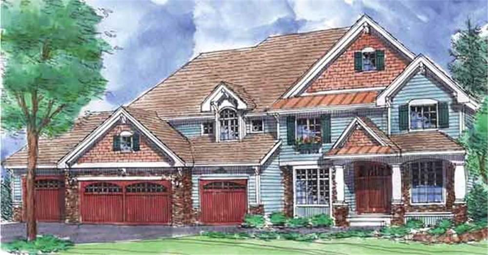 Front view of Craftsman home (ThePlanCollection: House Plan #146-2337)