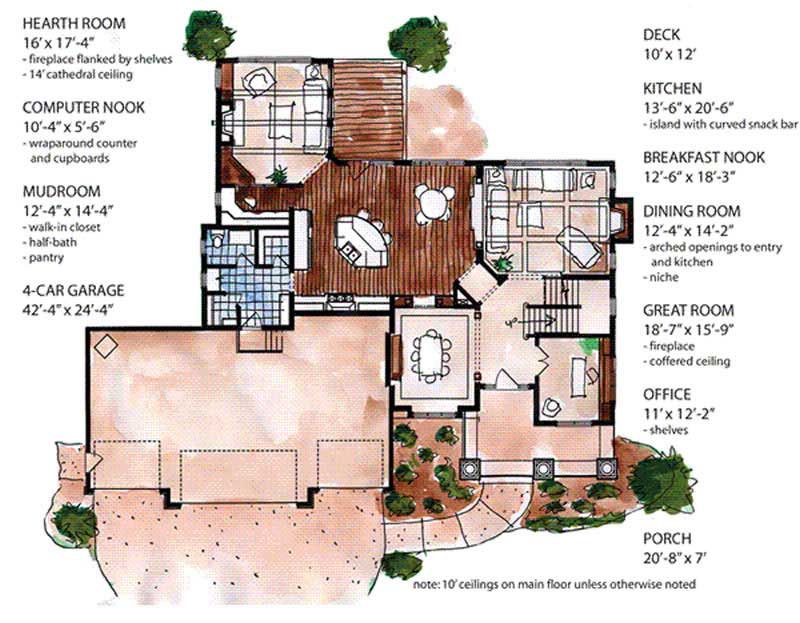 Floor Plan First Story of Craftsman Plan #146-2337