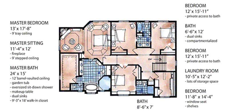 Floor Plan Second Story of Craftsman Plan #146-2337