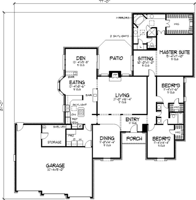 Floor Plan First Story of European Plan #146-2338