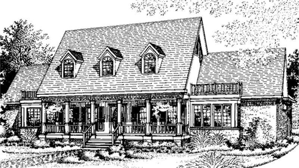 Front view of Colonial home (ThePlanCollection: House Plan #146-2340)