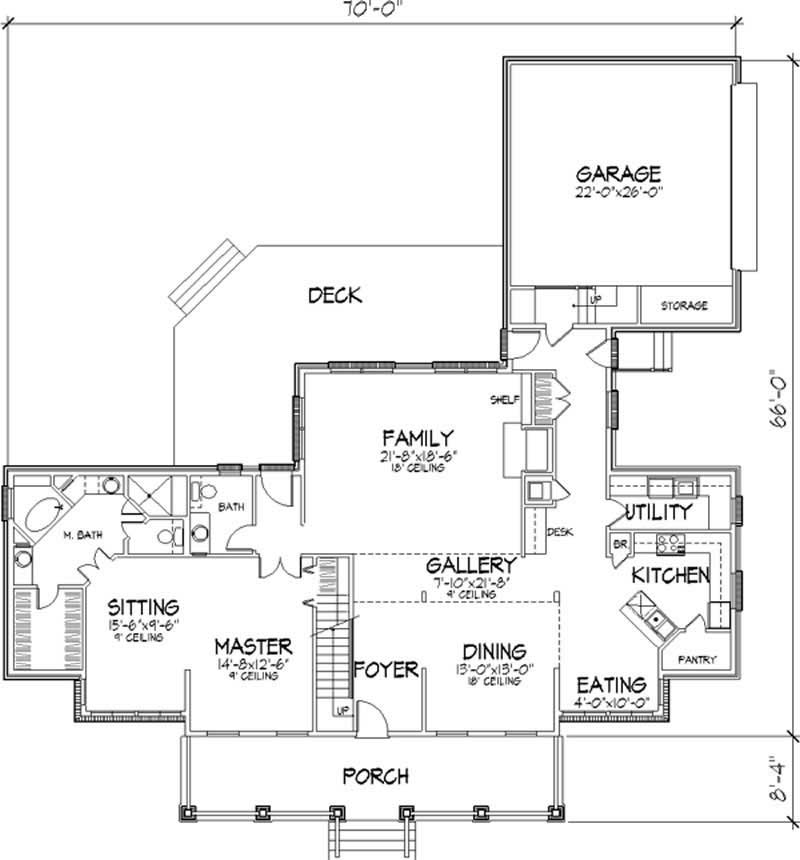 Floor Plan First Story of Colonial Plan #146-2340