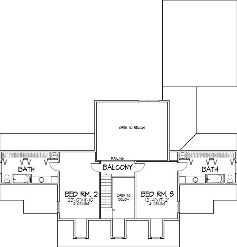 Floor Plan Second Story of Colonial Plan #146-2340