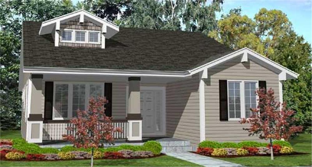 Front view of Bungalow home (ThePlanCollection: House Plan #146-2341)