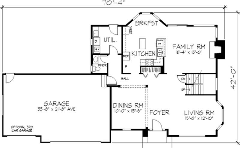 Floor Plan First Story of Colonial Plan #146-2343