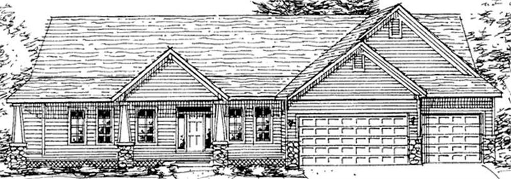 Front view of Ranch home (ThePlanCollection: House Plan #146-2349)